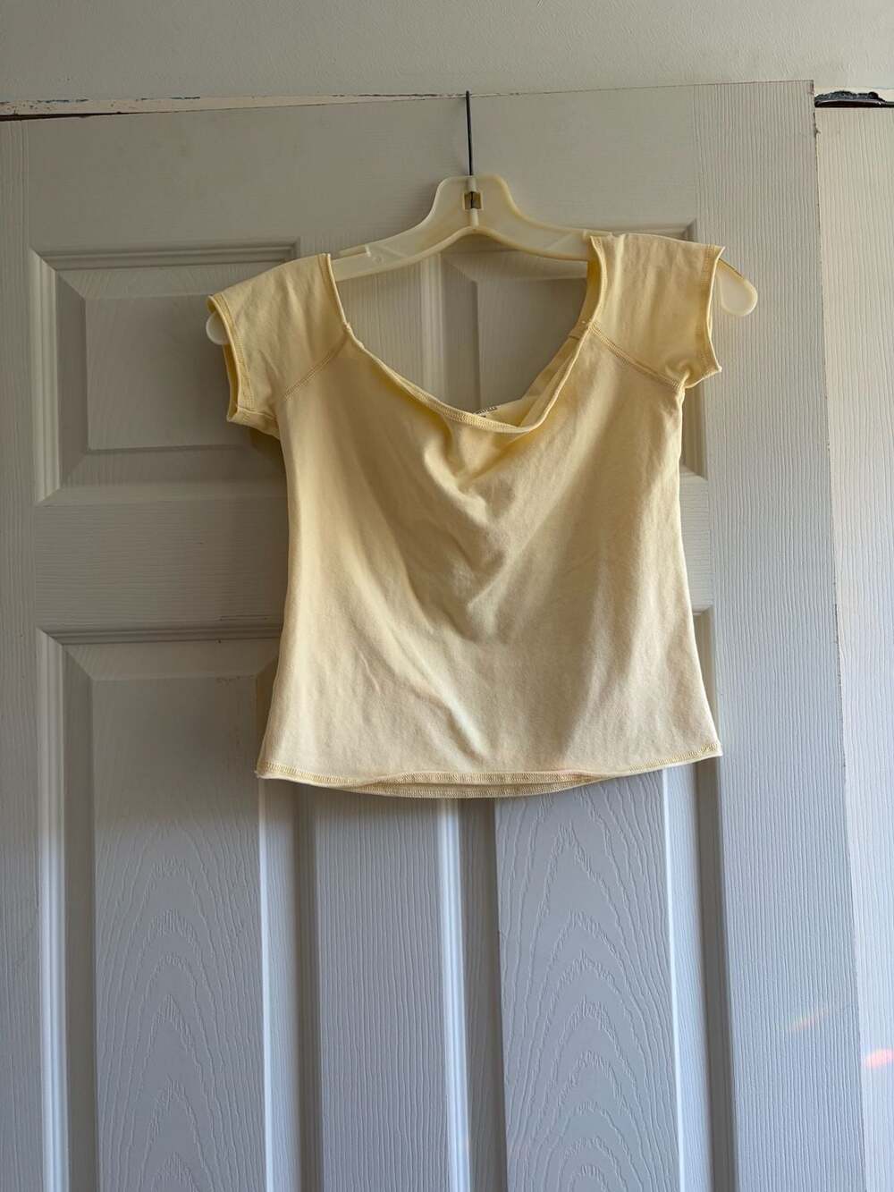 Brandy Melville Yellow Off-The-Shoulder Crop Top